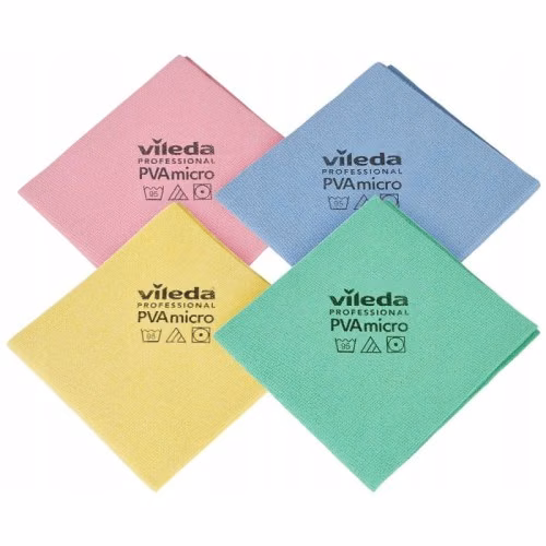 Ścierka z Mikrofibry Vileda Professional PVA Micro Żółta, cztery sztuki ułożone w romb