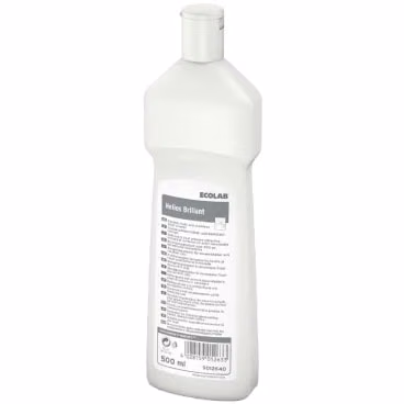 Helios Brilliant Henkel 0,5L Ecolab 90112640, opakowanie produktu pod kątem z widocznym kodem kreskowym
