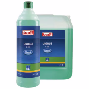 UNIBUZ G 235 1L, zestawienie butelki litrowej oraz dużego kanistra zbiorczego