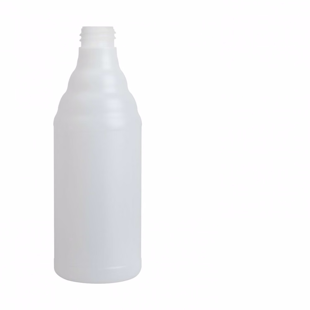 Butelka z Etykietą na Roztwór Buzil H309-0600, pusta plastikowa butelka 600 ml bez atomizera na białym tle