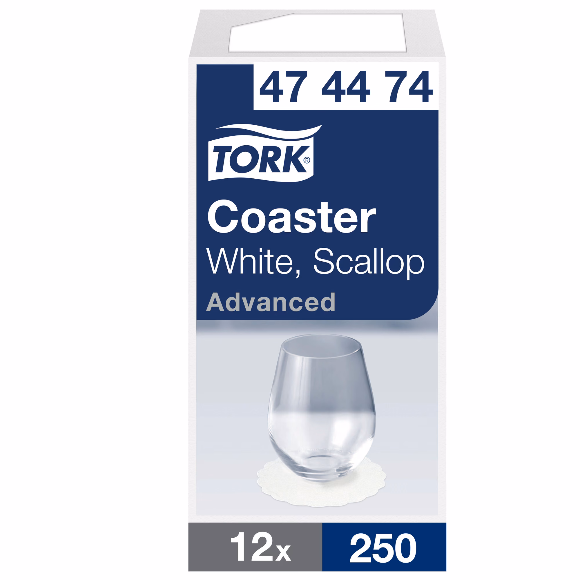 Tork biała rozetka, opakowanie jednostkowe 474474 Coaster Advanced z wizualizacją szklanki