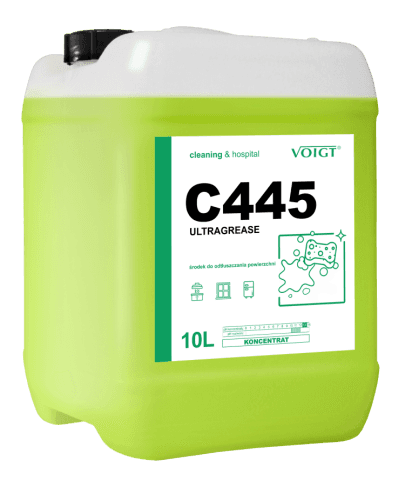 Płyn VC-C445 10l ULTRA GREASE, plastikowy kanister z zielonym koncentratem i białą etykietą Voigt