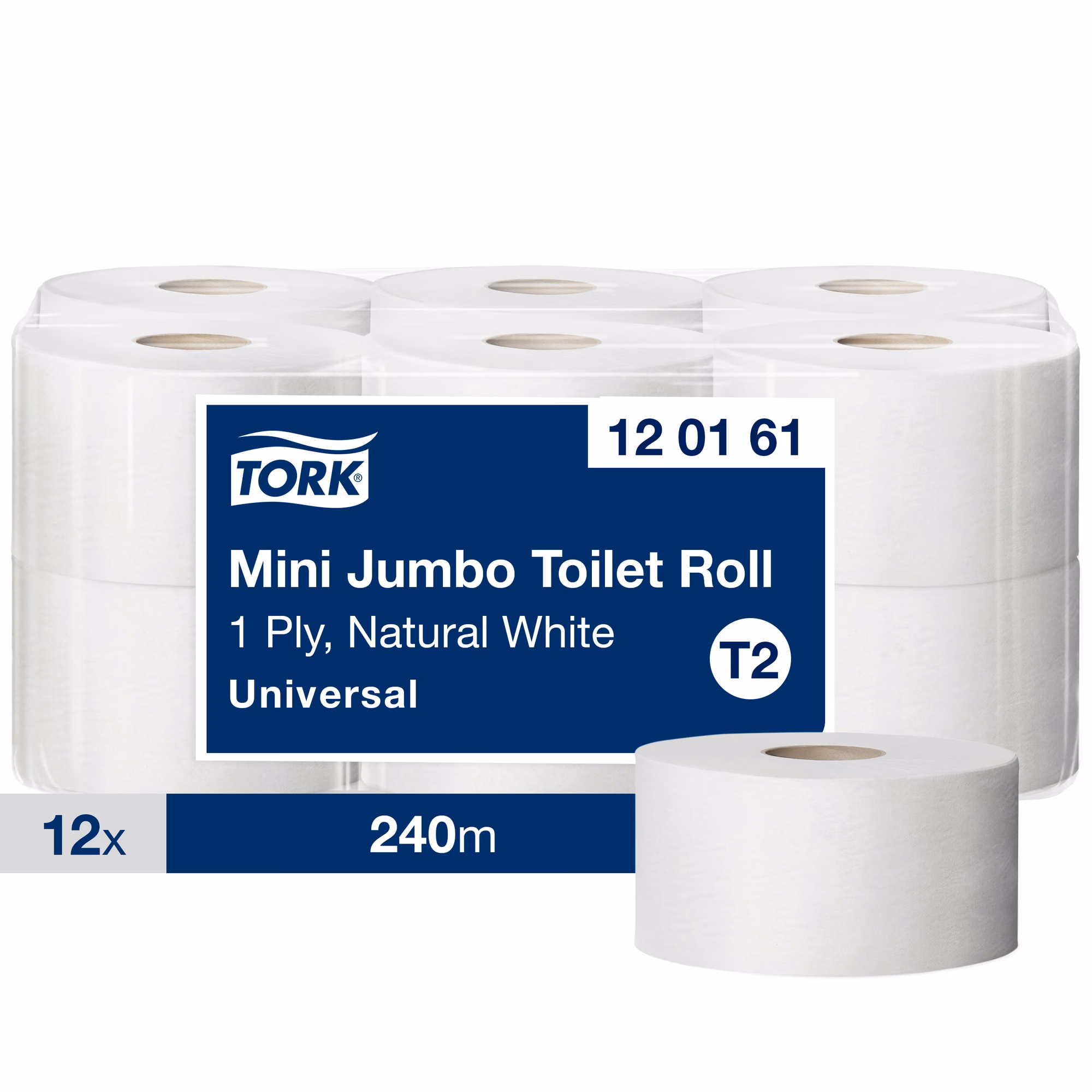 Tork papier toaletowy mini jumbo Universal, opakowanie zbiorcze 12 rolek z etykietą T2