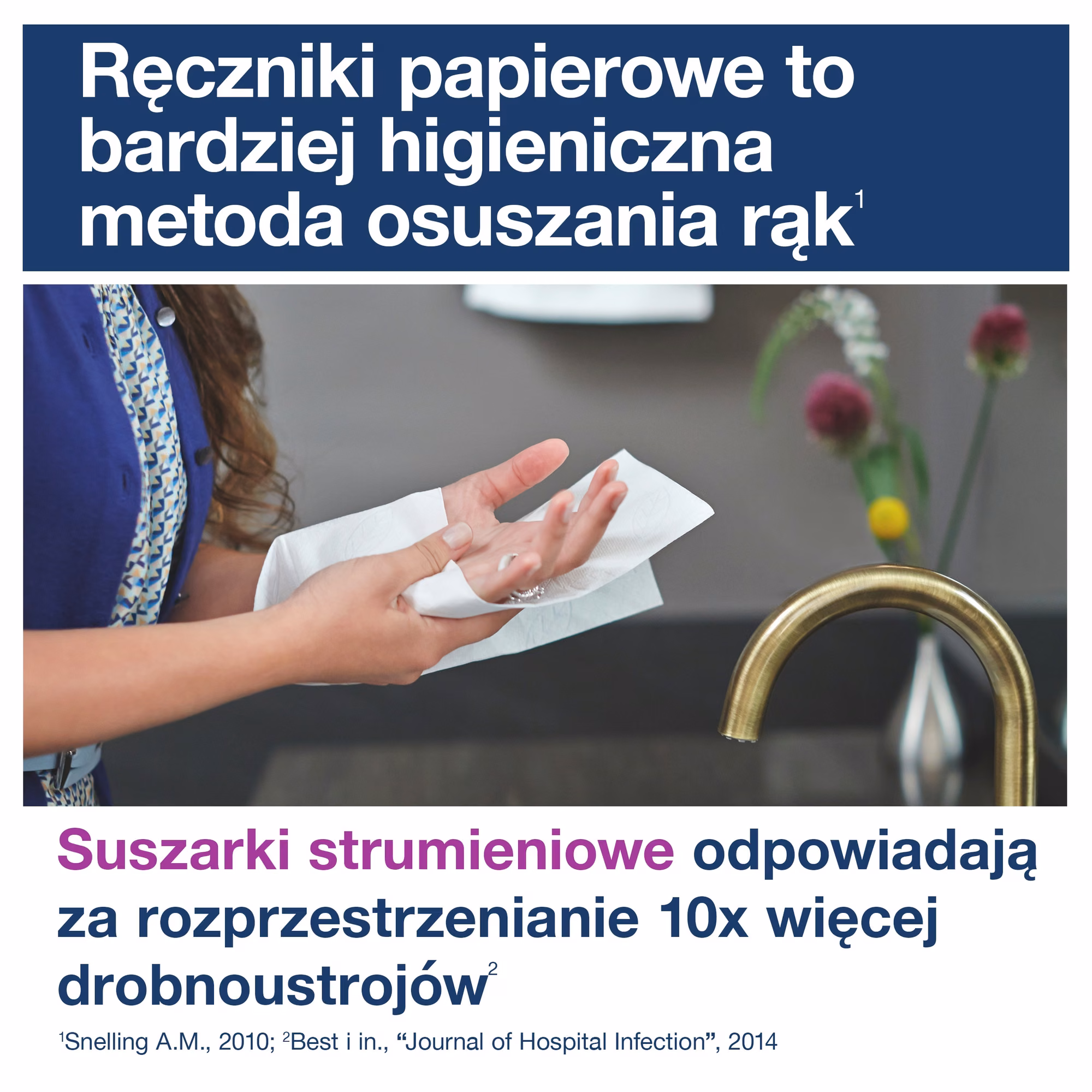 Tork PeakServe® niekończący się ręcznik do rąk, kobieta osuszająca dłonie białym ręcznikiem papierowym przy kranie