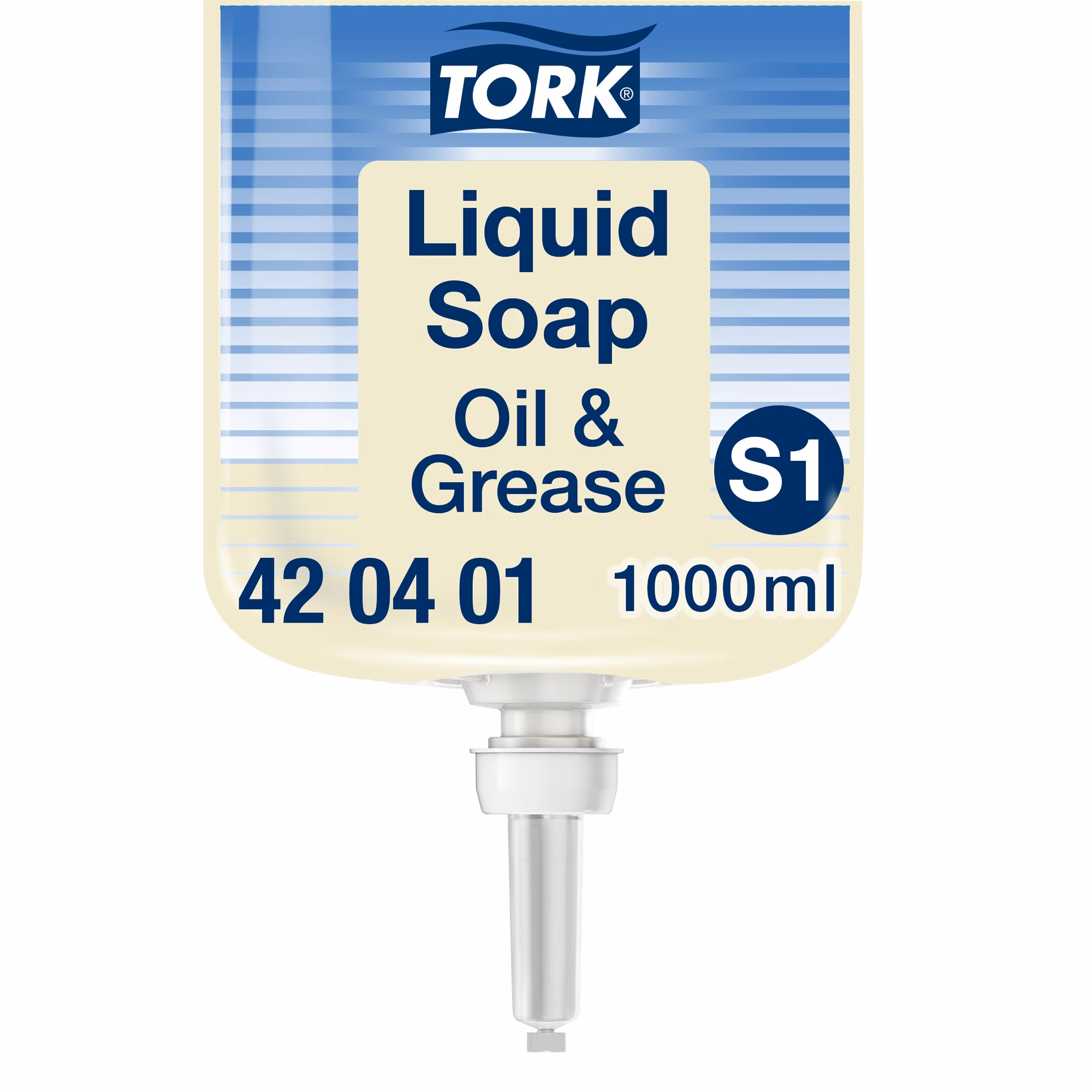 Tork przemysłowe mydło w płynie S1, zbliżenie na etykietę produktu z numerem 420401