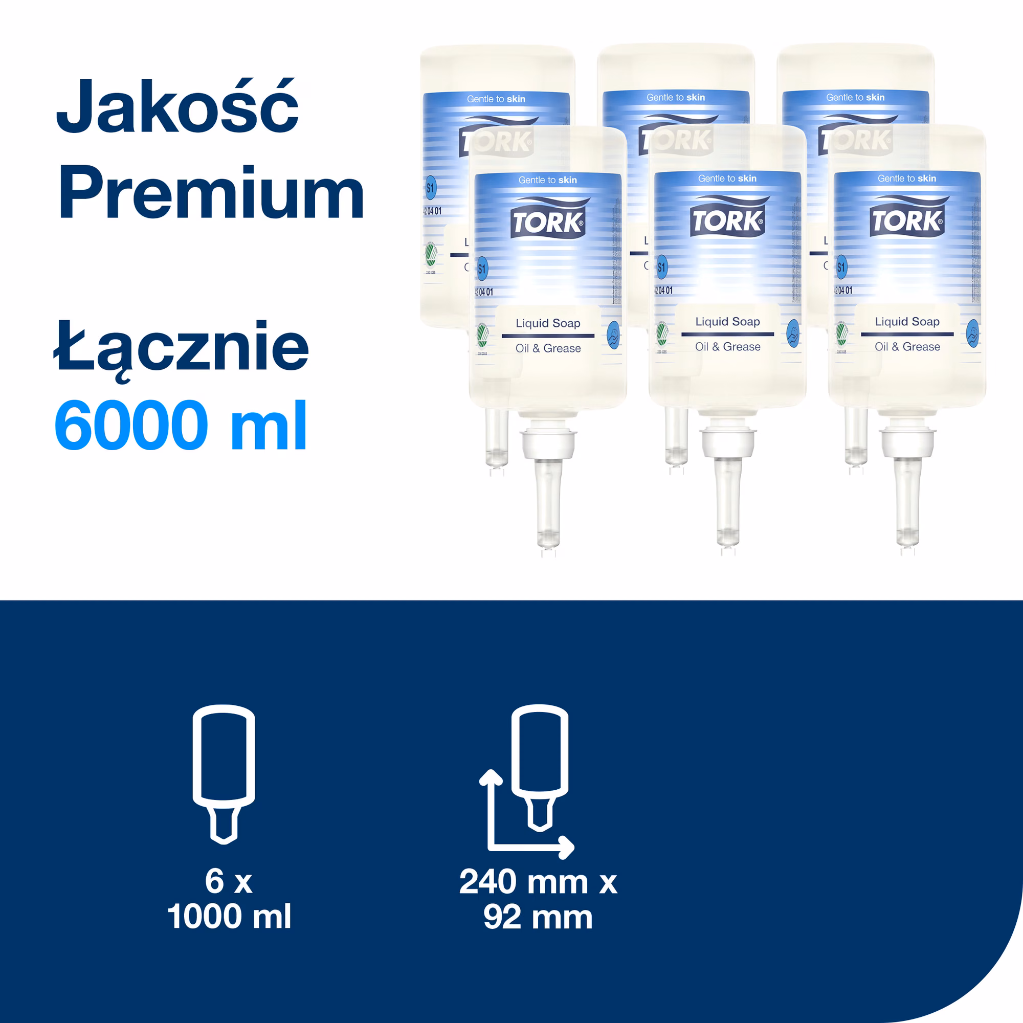 Tork przemysłowe mydło w płynie S1, opakowanie zbiorcze 6 sztuk o łącznej pojemności 6000 ml