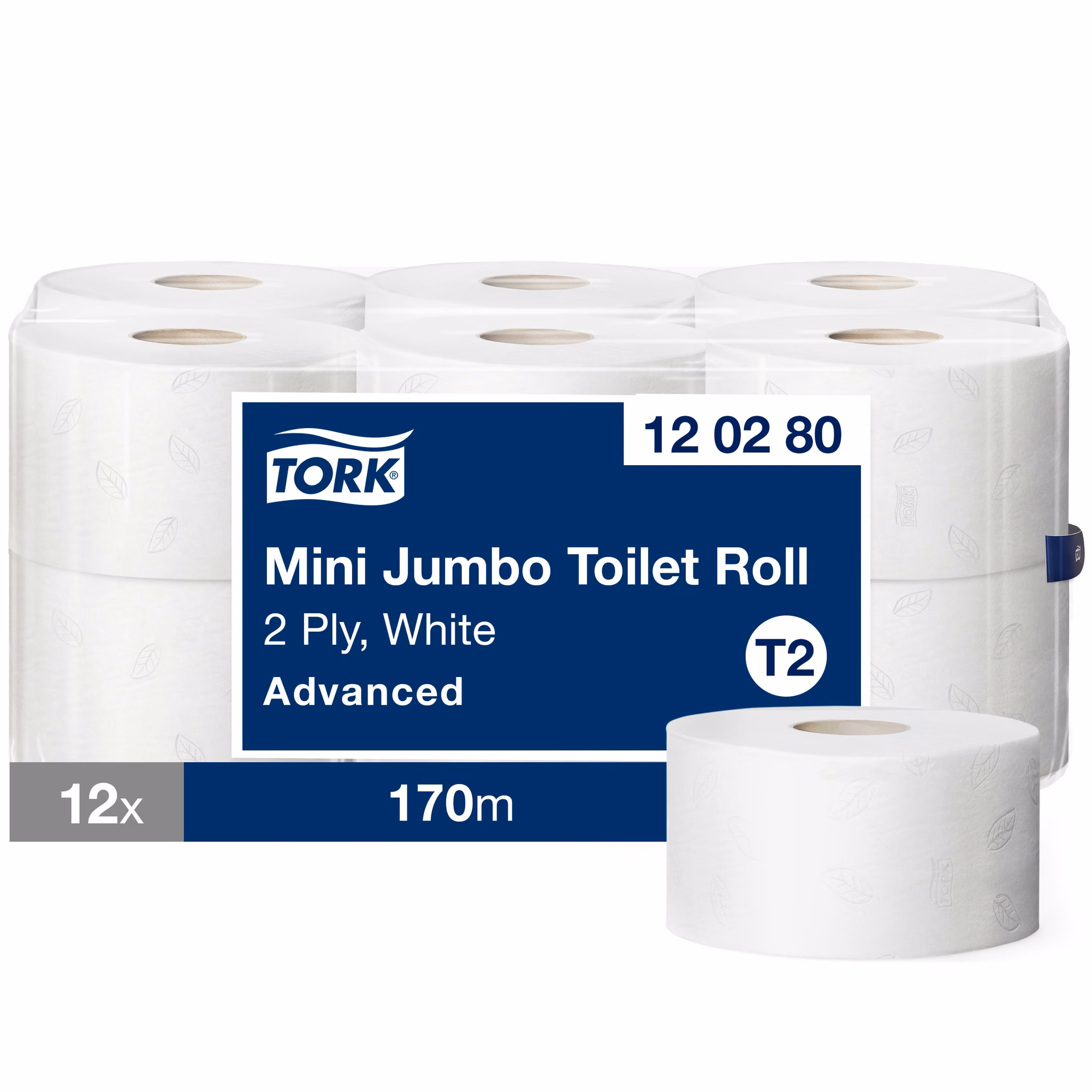 Papier toaletowy Tork Mini Jumbo T2 120280, opakowanie zbiorcze 12 rolek z jedną rolką z przodu
