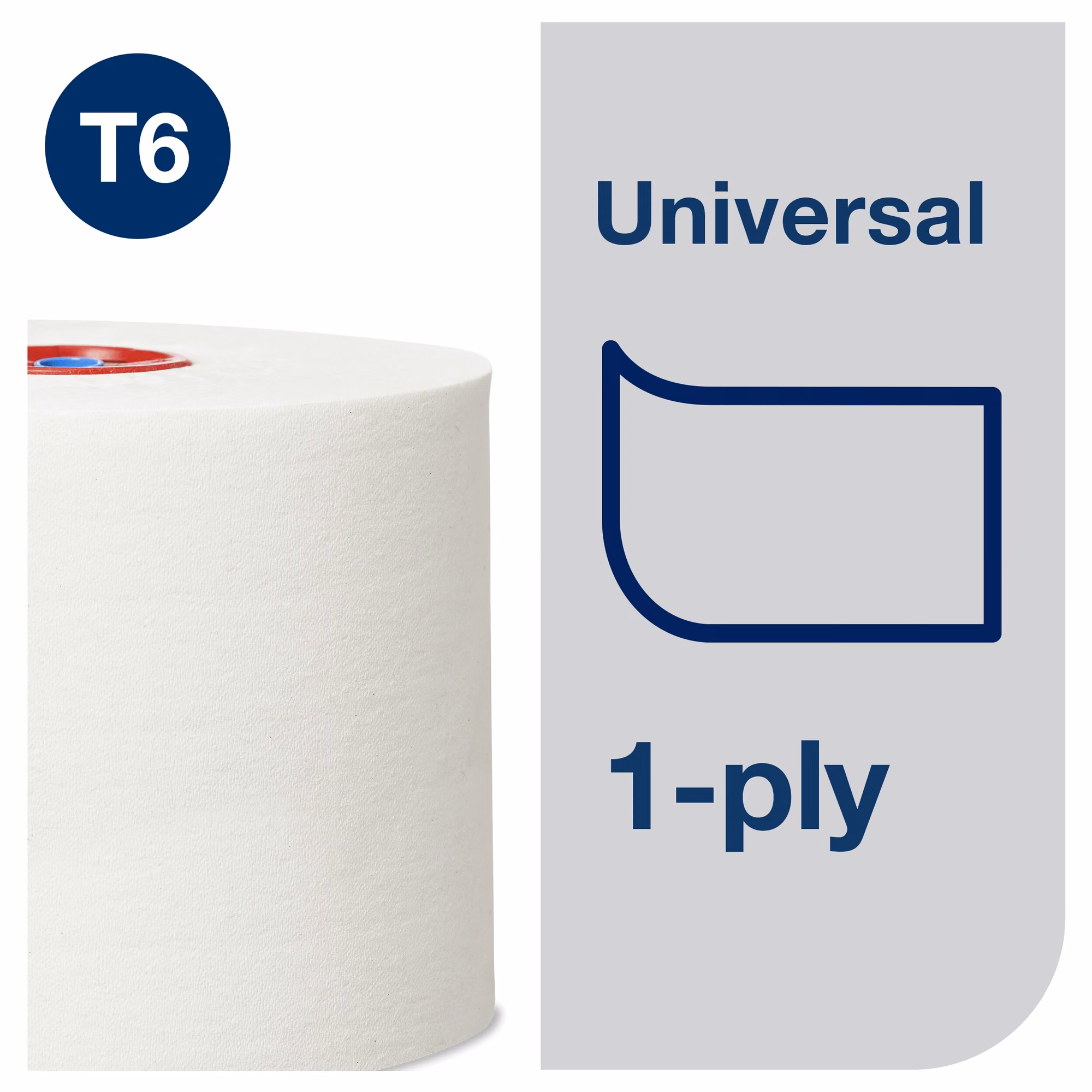 Tork Mid-size papier toaletowy, zbliżenie na strukturę 1-warstwowego papieru Universal