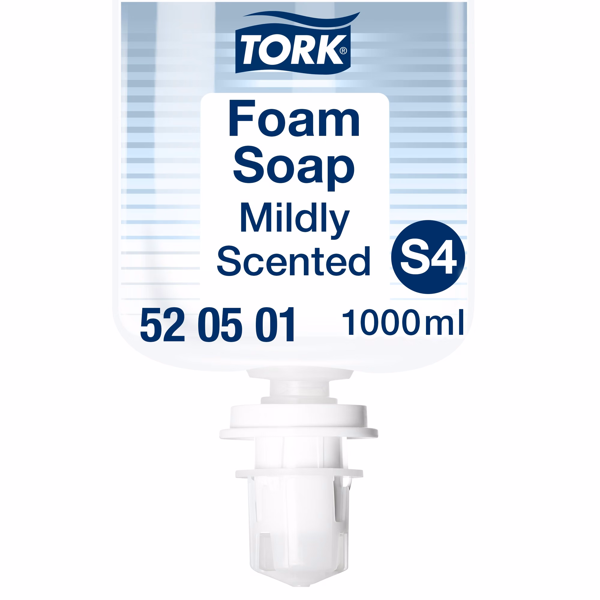 Tork delikatnie perfumowane mydło w pianie S4, etykieta produktu z numerem artykułu 52 05 01 na białym tle