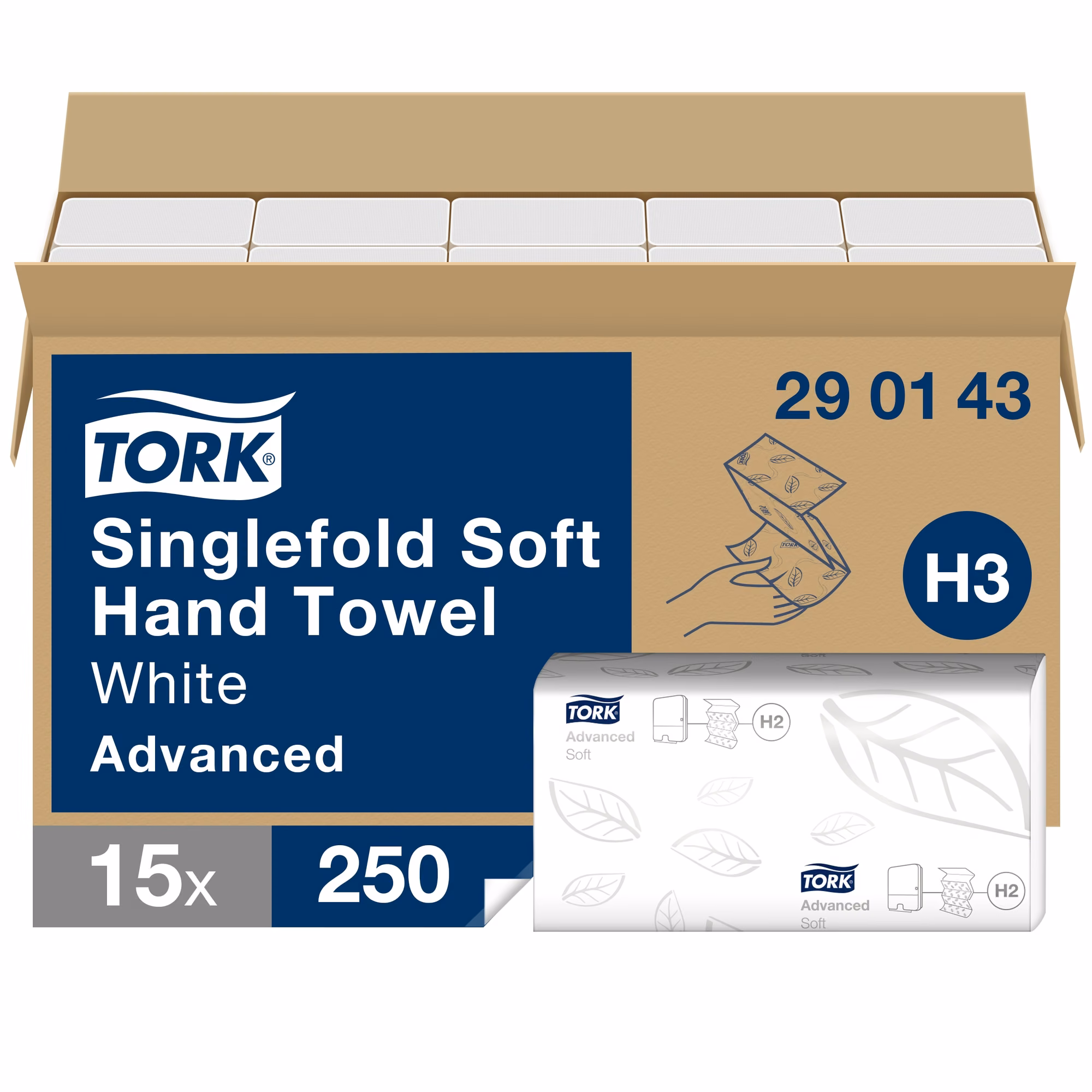 Tork Singlefold miękki ręcznik, opakowanie zbiorcze 15 bind po 250 listków systemu H3