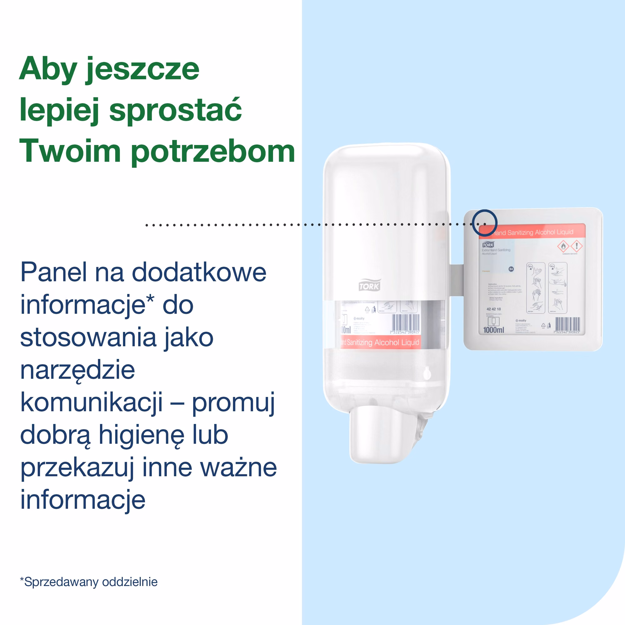 Tork dozownik do mydła biały S4, panel na dodatkowe informacje promocyjne montowany z boku urządzenia