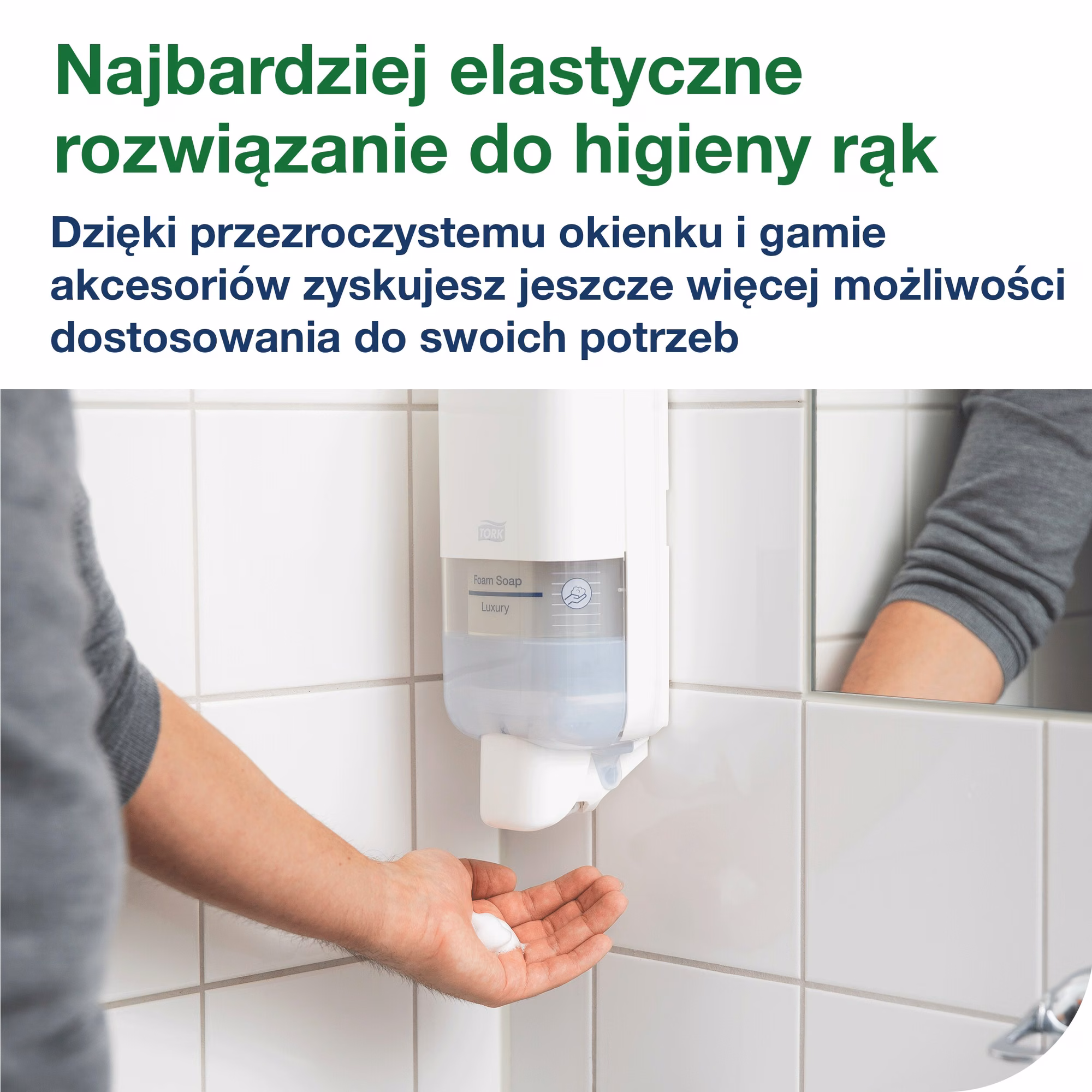 Tork dozownik do mydła biały S4, dozowanie piany na dłoń w łazience, montaż na płytkach