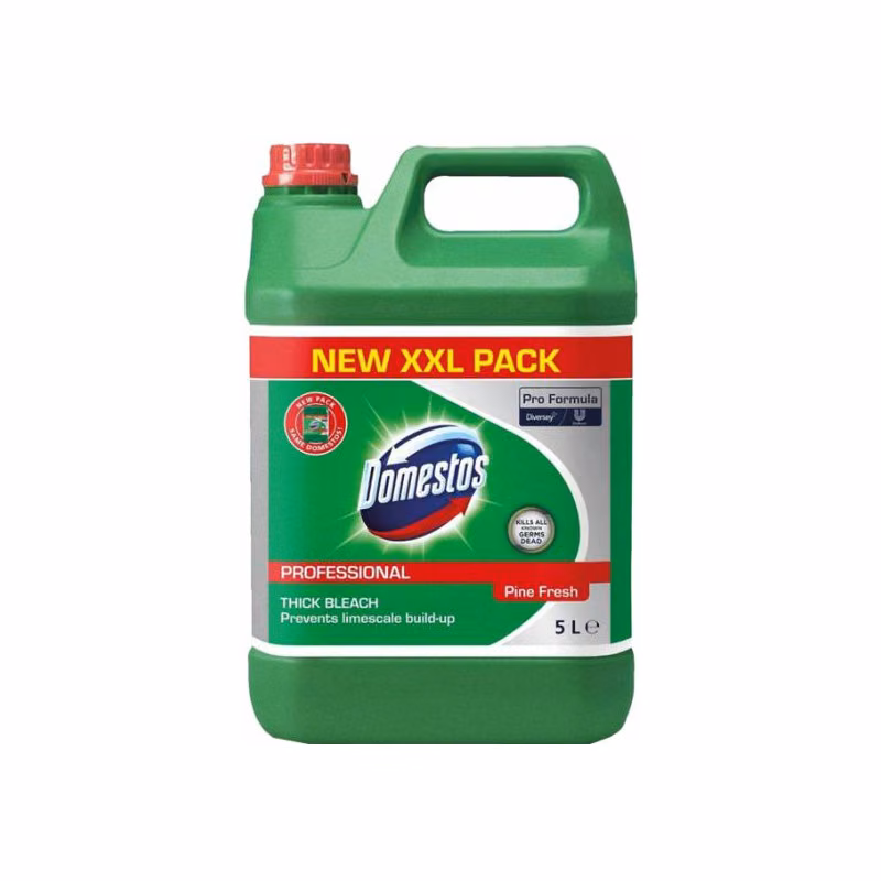 Płyn do Dezynfekcji WC Domestos Professional Pine Fresh 5L, zielony kanister z rączką i czerwoną nakrętką