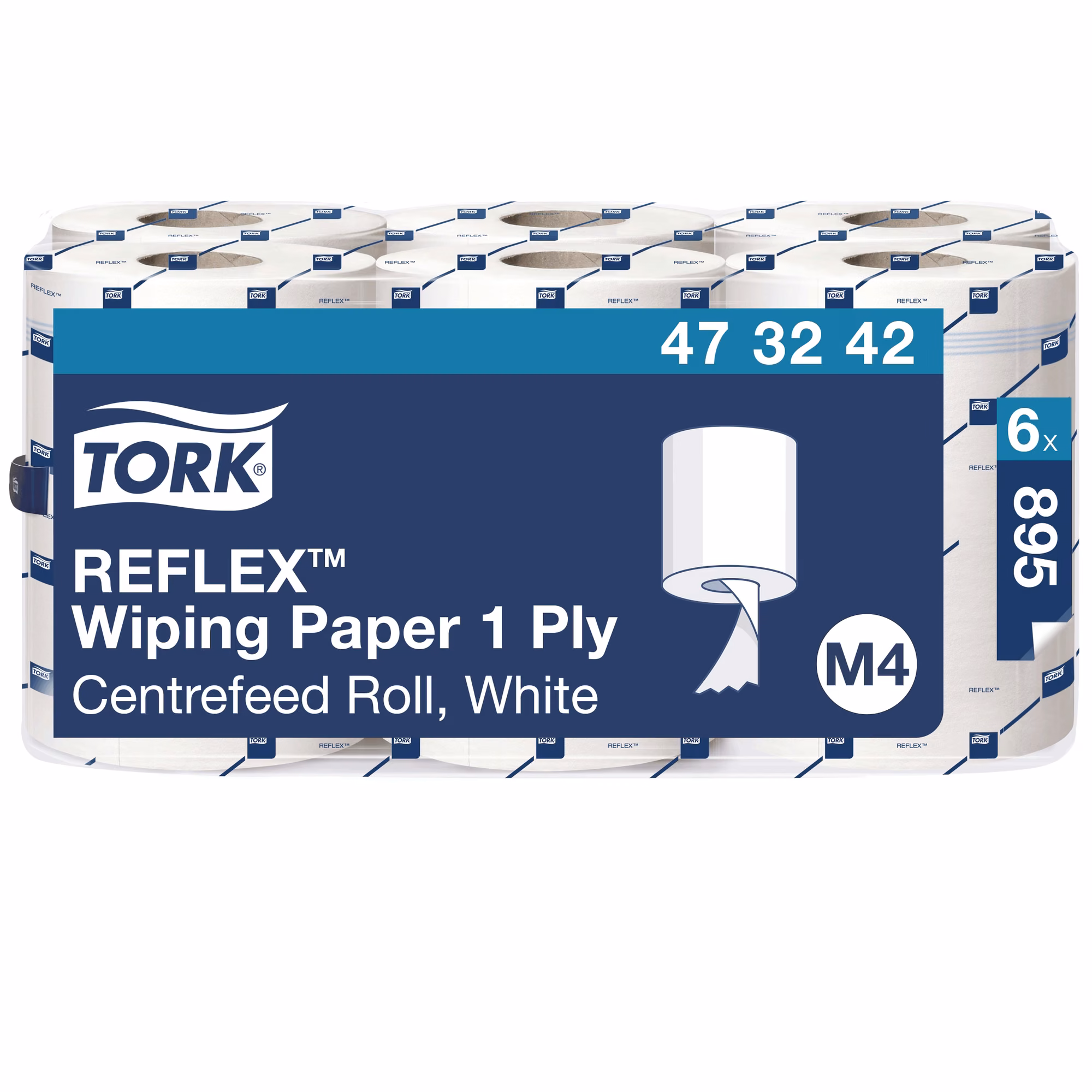 Czyściwo papierowe M4 Tork Reflex™ 473242, opakowanie zbiorcze 6 rolek w folii z etykietą