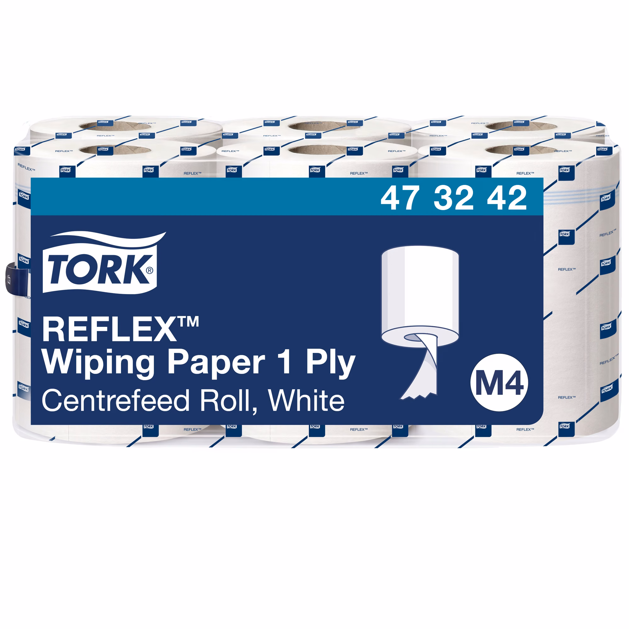 Czyściwo papierowe M4 Tork Reflex™ 473242, widok na ułożenie rolek w zgrzewce zbiorczej