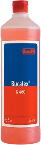 Buzil Bucalex G460 Żel na Bazie Kwasu Fosforowego 1L, widok na etykietę z oznaczeniem Sanitär i logo marki