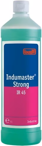 INDUMASTER STRONG IR45 1l, widok etykiety z różowym akcentem i logo Buzil