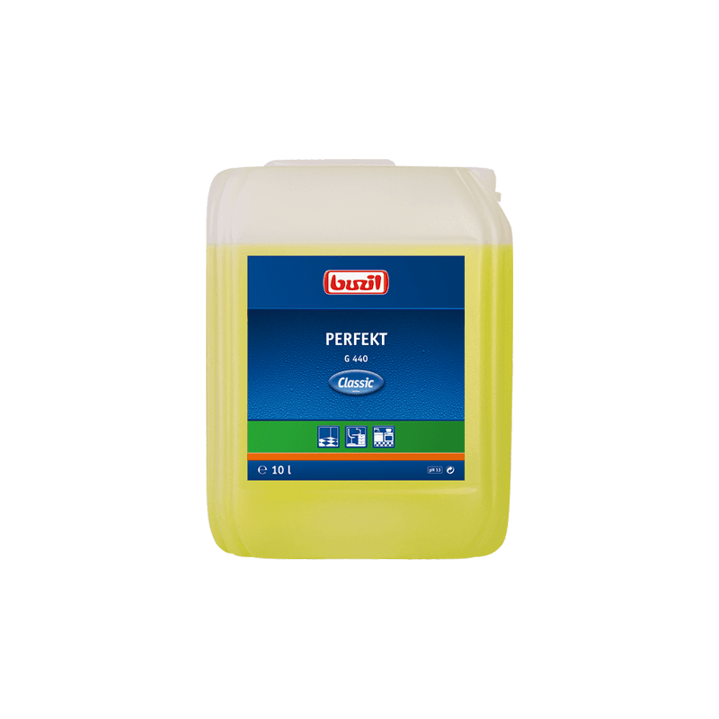 PERFEKT 10l G 440 silny sr.czyszczący, widok z przodu na opakowanie 10 litrów z serii Classic na białym tle