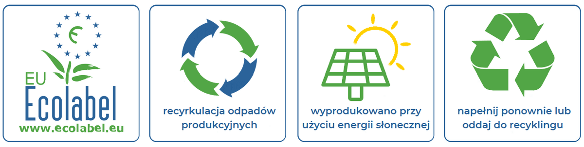 Płyn do Mycia Szyb i Luster Buzil Planta Buz Glass P912, certyfikat EU Ecolabel i ikony ekologicznej produkcji