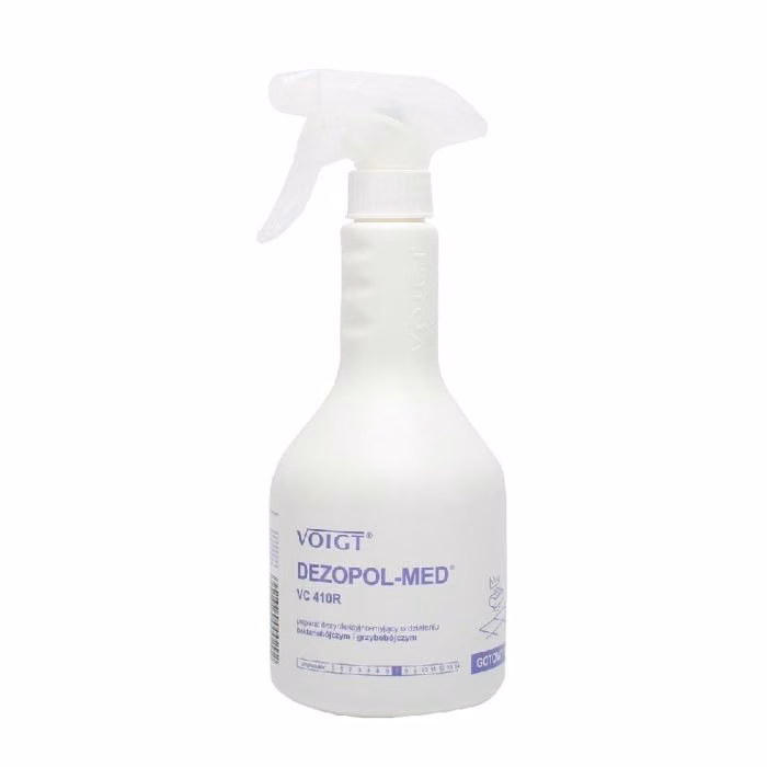 Płyn VC-410R DEZOPOL-MED spray 600ml, biała butelka z atomizerem i fioletową etykietą Voigt