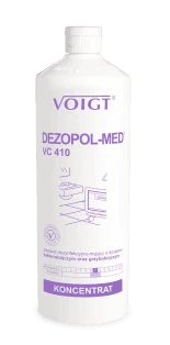 Płyn VC-410 1l DEZOPOL-MED Voigt, biała butelka koncentratu na czarnym tle
