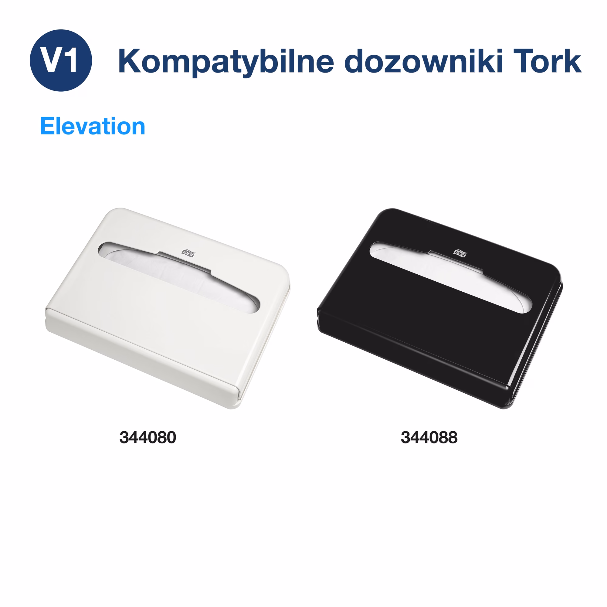 Tork nakładki sedesowe, kompatybilne dozowniki Elevation w kolorze białym 344080 i czarnym 344088