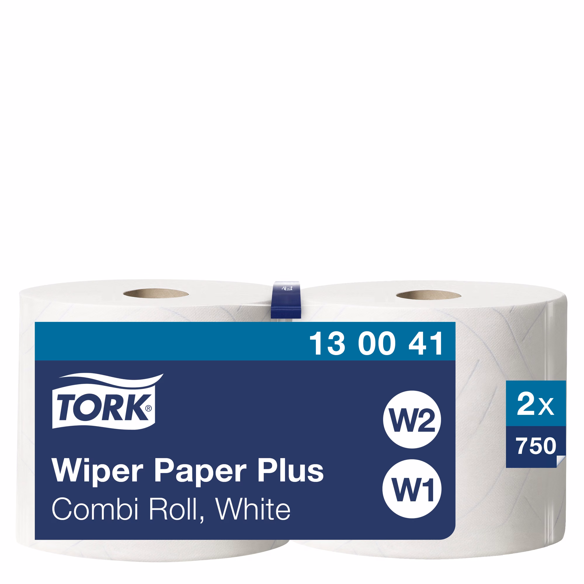 Tork czyściwo papierowe do średnich zabrudzeń, dwie białe rolki Wiper Paper Plus w opakowaniu