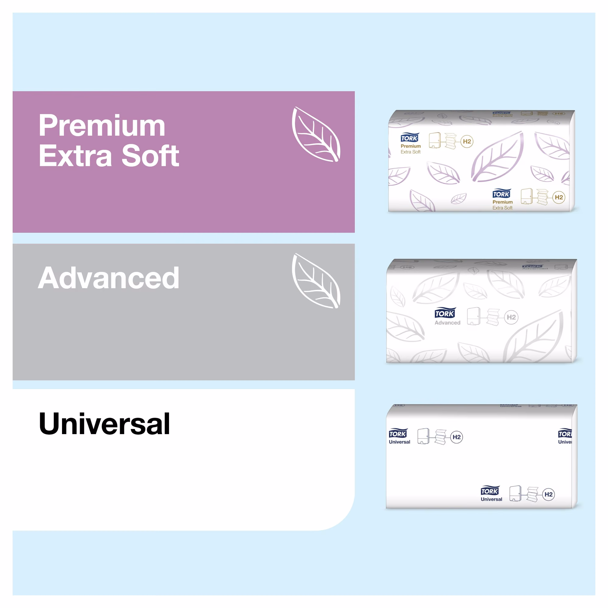Tork dozownik do ręczników do rąk Singlefold, rodzaje wkładów Premium Extra Soft, Advanced i Universal