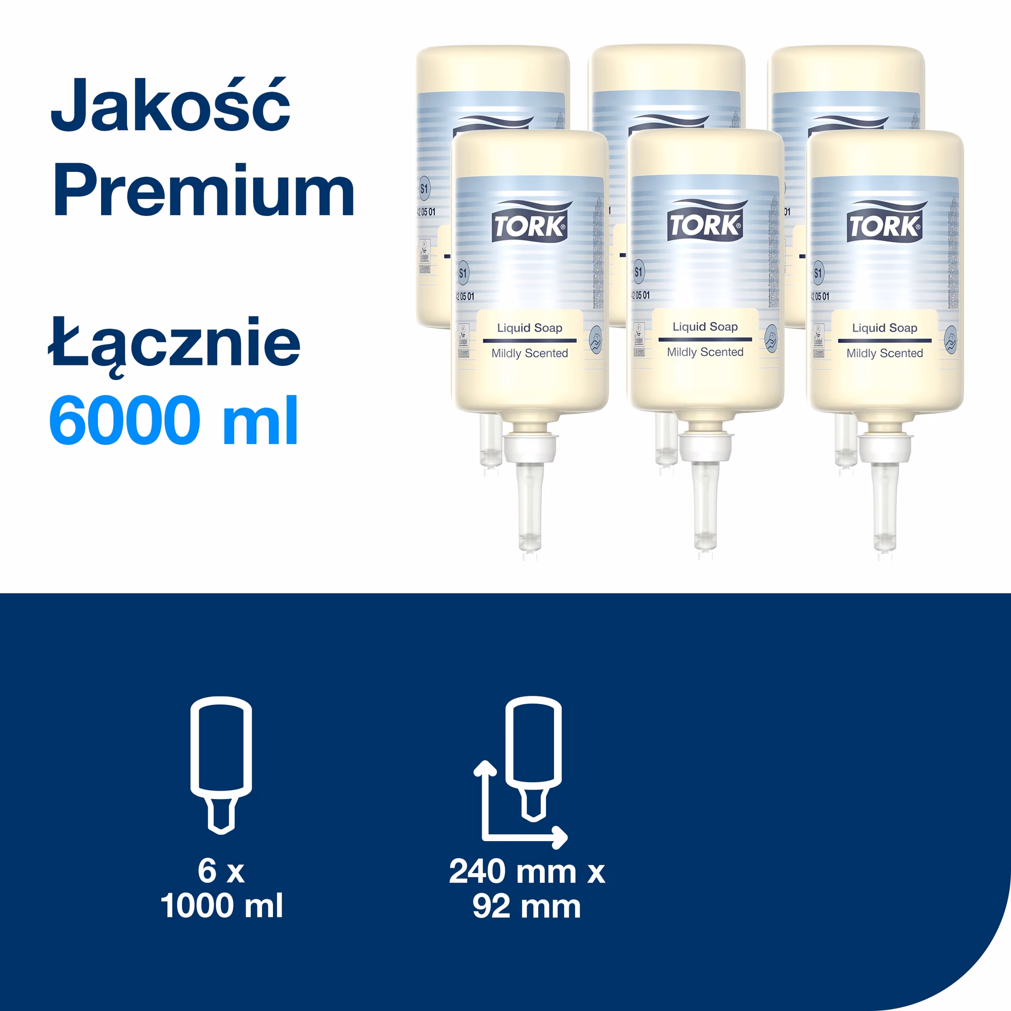 Tork delikatnie perfumowane mydło w płynie S1, opakowanie zbiorcze 6 sztuk o łącznej pojemności 6000 ml