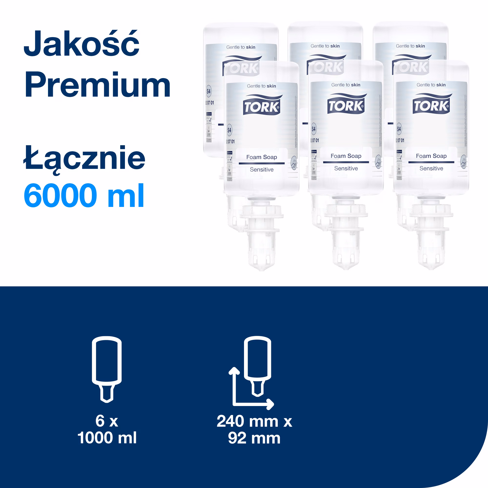 Tork łagodne mydło w pianie do rąk S4, opakowanie zbiorcze 6 sztuk o łącznej pojemności 6000 ml