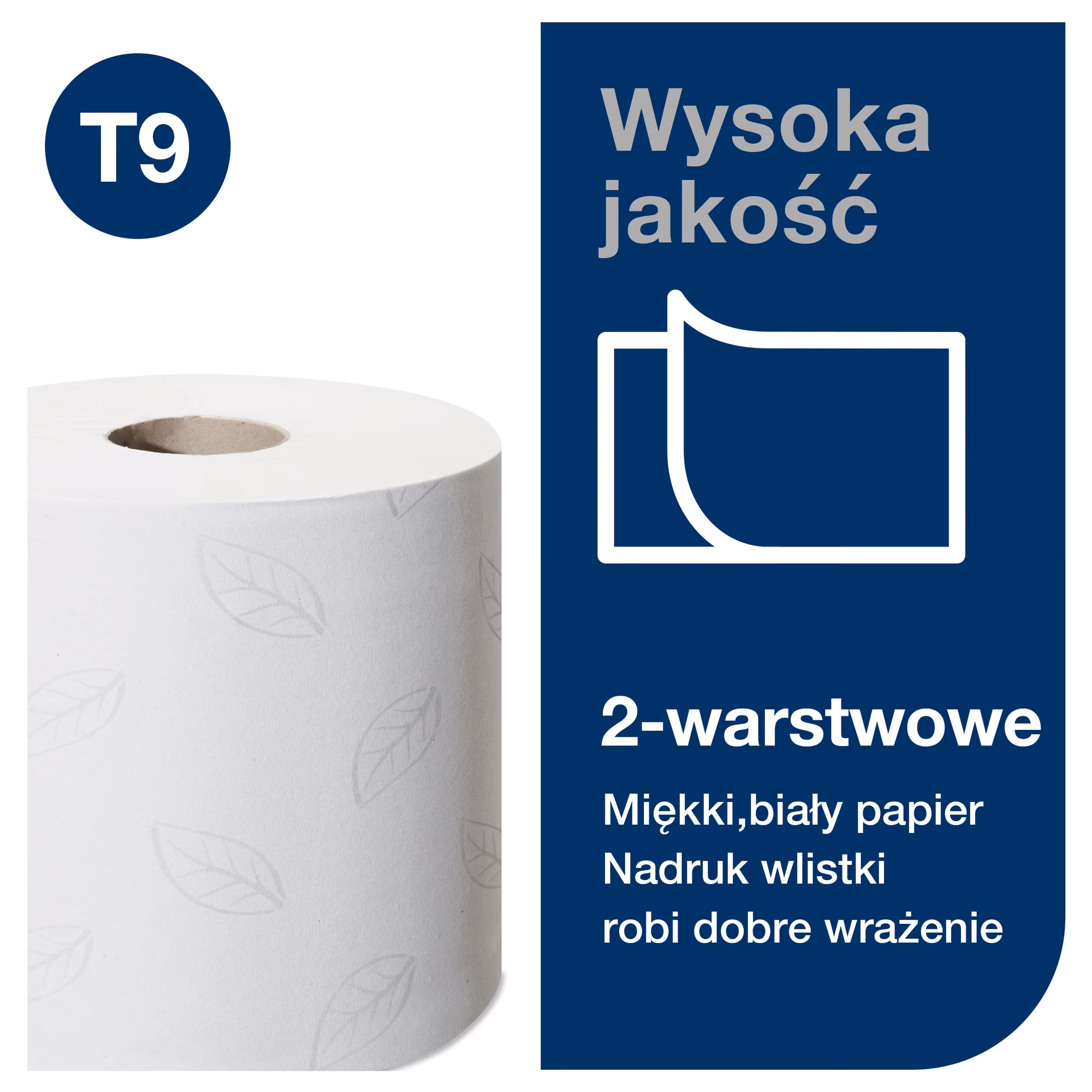 Papier toaletowy Tork SmartOne® Mini T9, rolka dwuwarstwowa z dekoracyjnym nadrukiem w listki