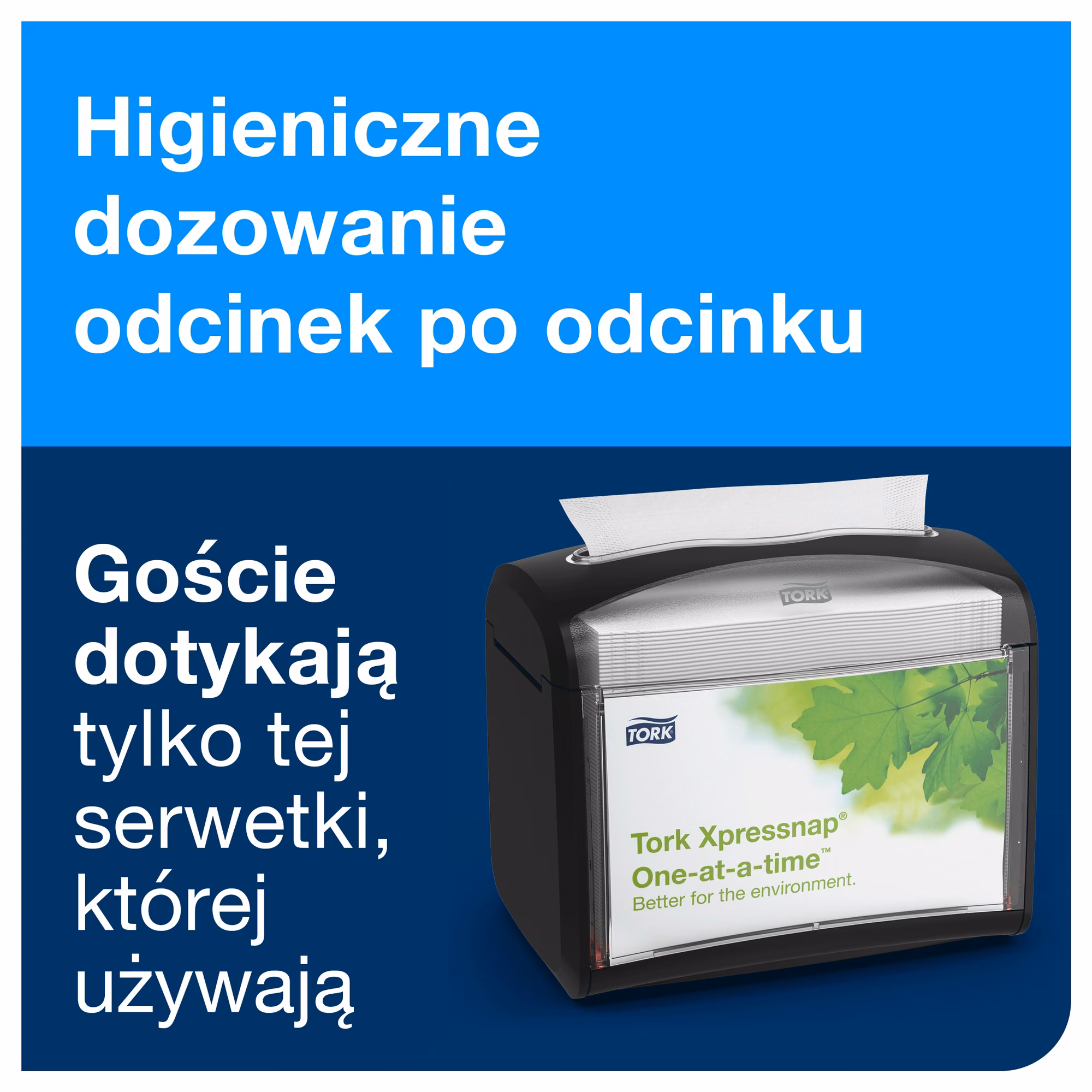 Serwetki Tork Xpressnap® N4 10840, czarny dozownik nablatowy z systemem dozowania odcinek po odcinku