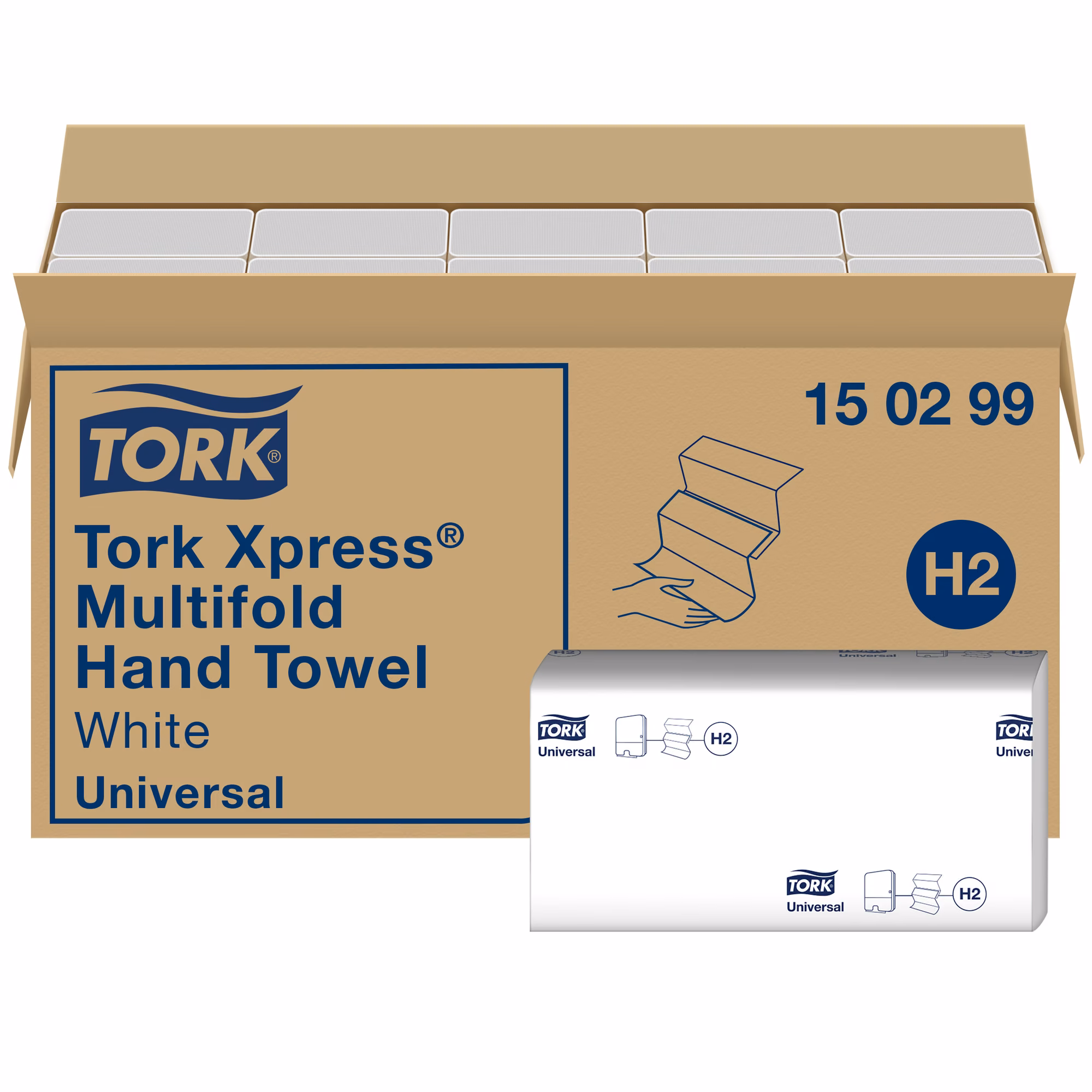 Tork Xpress® ręcznik Multifold, karton zbiorczy 150299 i pojedyncza binda ręczników papierowych