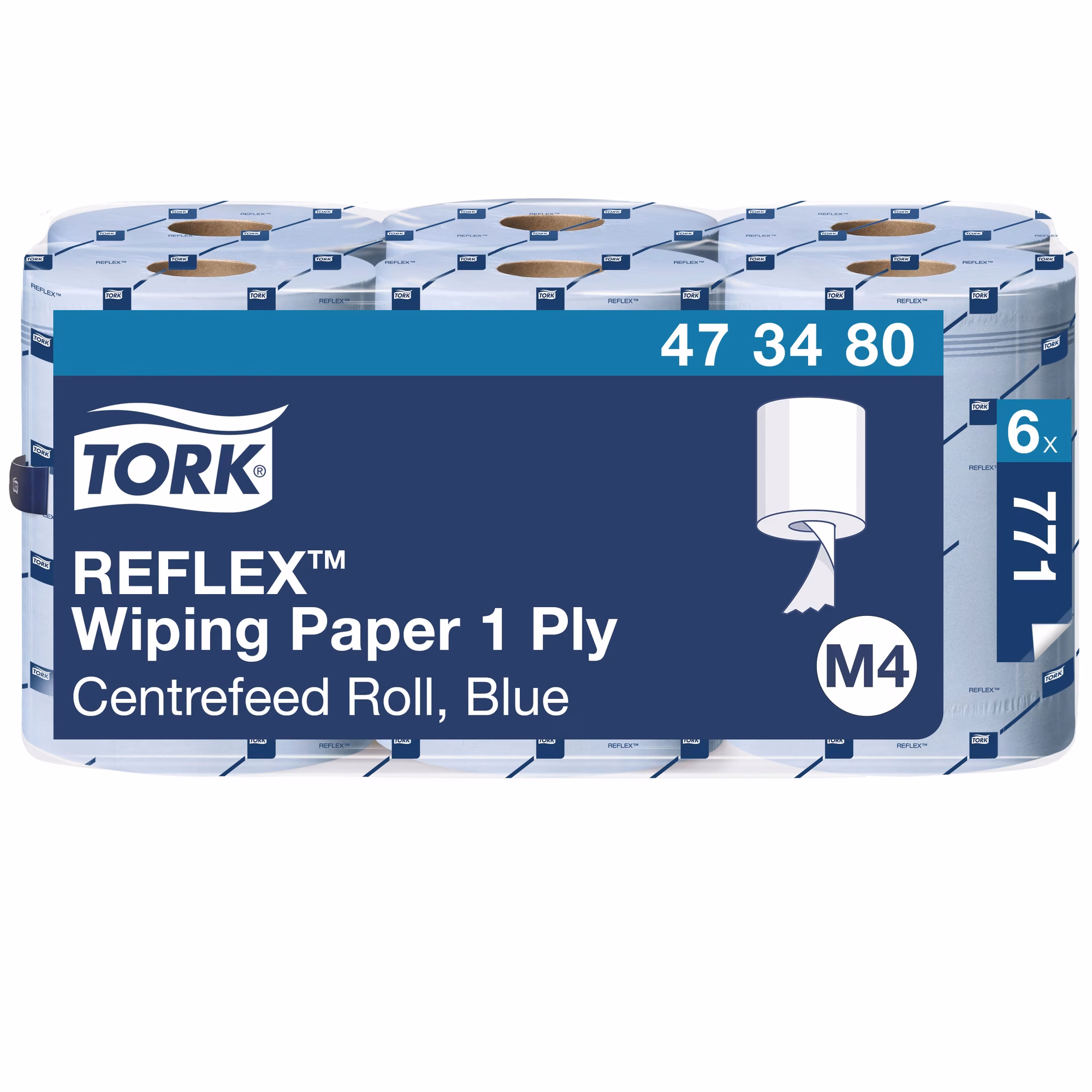 Tork Reflex™ czyściwo papierowe do lekkich zabrudzeń, opakowanie zbiorcze 6 rolek w kolorze niebieskim