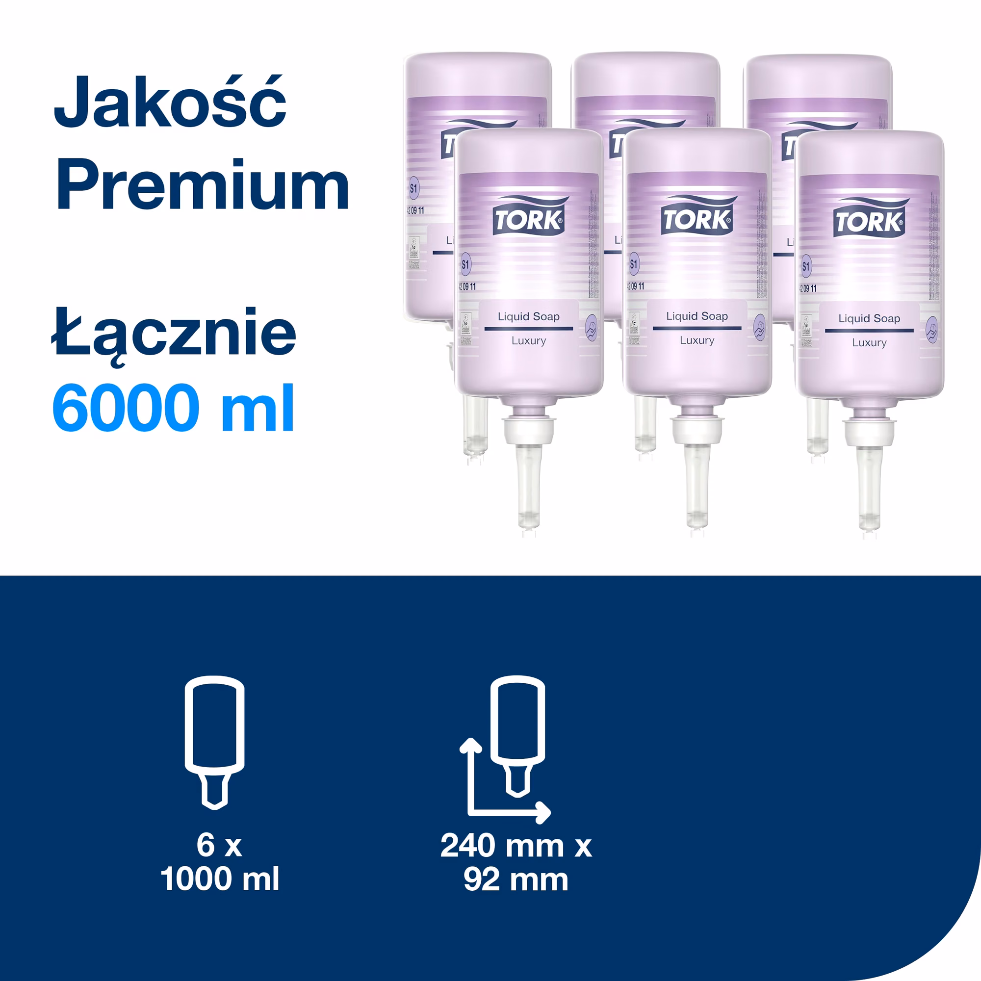 Tork luksusowe mydło w płynie S1, opakowanie zbiorcze 6 sztuk o łącznej pojemności 6000 ml