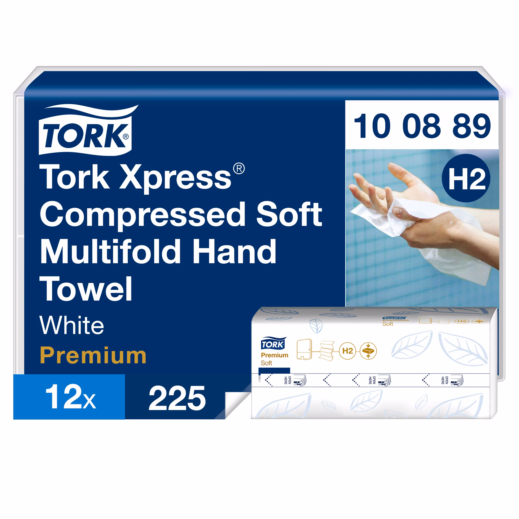 Tork Xpress 100889, opakowanie zbiorcze 12 bind skompresowanych ręczników papierowych Premium H2