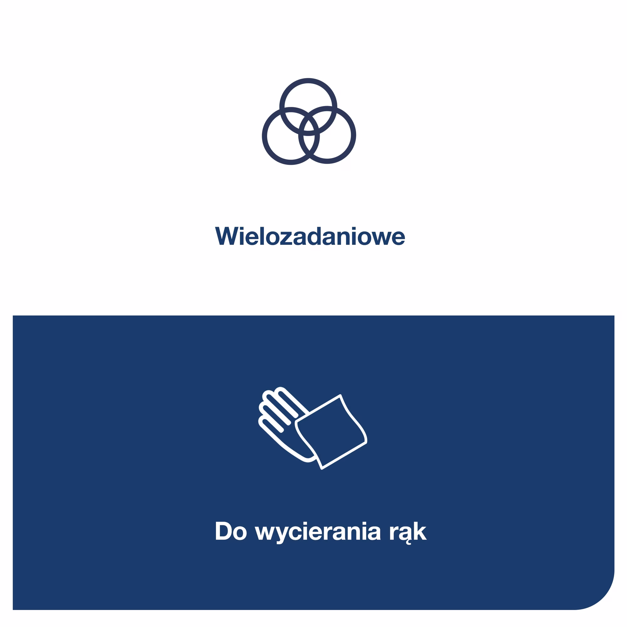 Tork czyściwo papierowe 130007, ikony zastosowania wielozadaniowego i do wycierania rąk